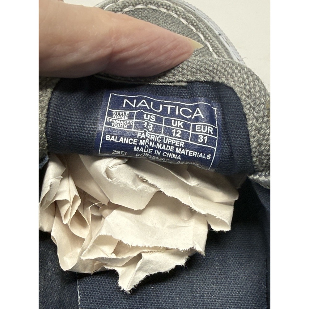 Nautica Spinnaker Kid's Boat Shoes Gray Canvas 2-Eye Size 13 - Picture 7 of 13